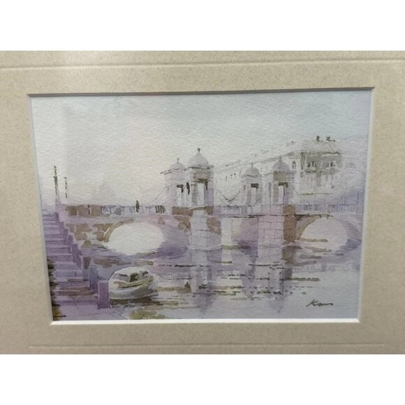 Krylova Zayia Original Watercolor Lomonosov Bridge St. Petersburg Russia - Picture 2 of 3